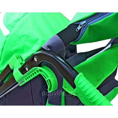 Санки-коляска SNOW GALAXY City-2 Совушки на зеленом на больших колёсах Ева+сумка+варежки