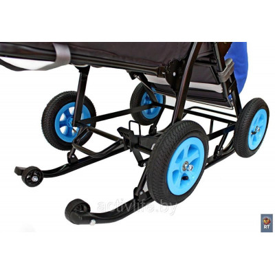Санки-коляска SNOW GALAXY City-1-1. 2 Медведя на облаке на синем на больших надувных колёсах+сумка+ва