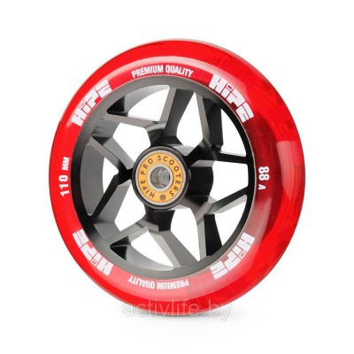 Колесо для трюкового самоката HIPE H01A 110мм black/transparent red Колесо для трюкового самоката HIPE H01A 110мм black/transparent red