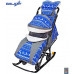 Санки-коляска SNOW GALAXY LUXE Олени на синем на больших мягких колесах+сумка+муфта