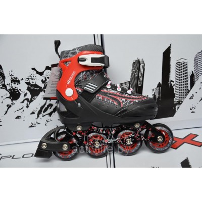 Раздвижные роликовые коньки Explore Fusion черно красные размер-S(31-34)